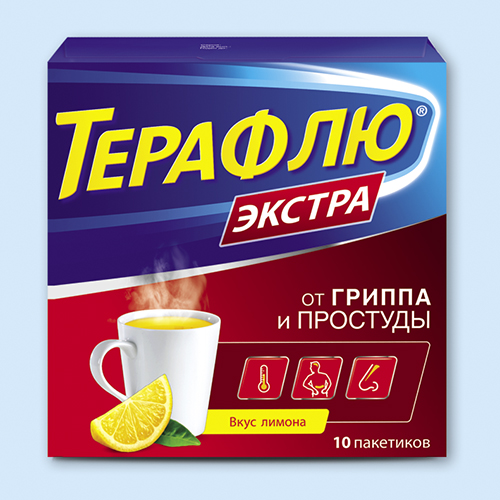 ТераФлю от гриппа и простуды Экстра пак.(пор. д/р-ра орал.) №10 (лимон)